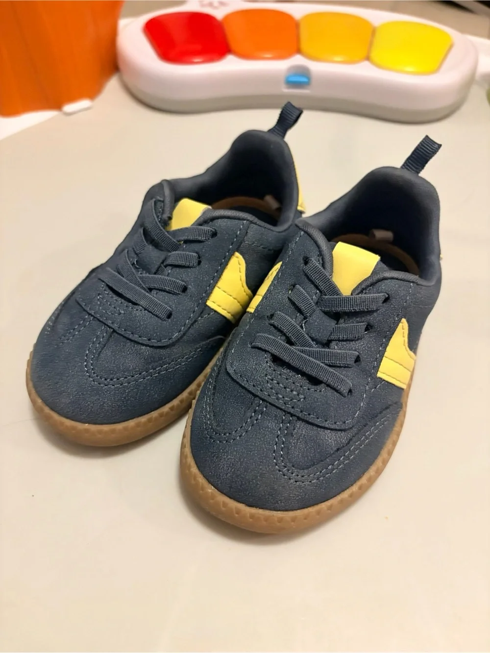Toddler Navy & Yellow Casual Sneakers